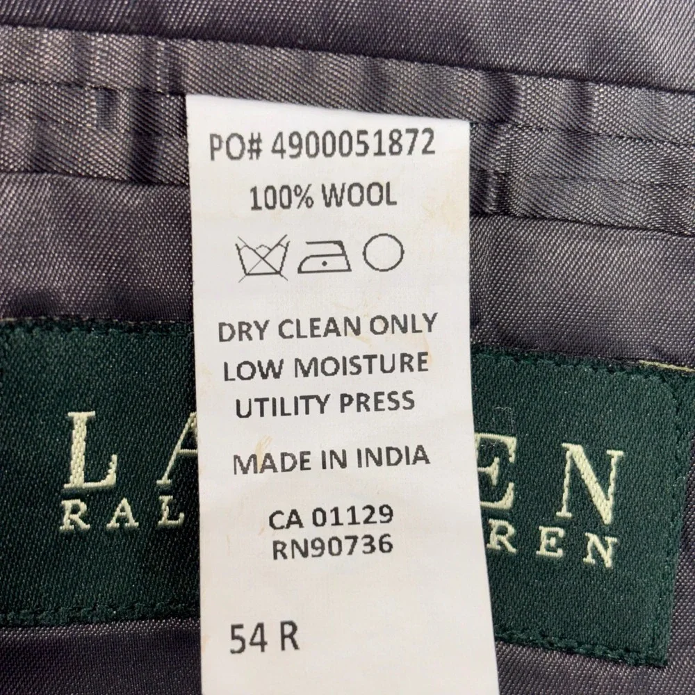 Lauren Ralph Lauren Mens 54R Grey Glen Plaid Wool Blazer Elbow Patch Sport Coat
